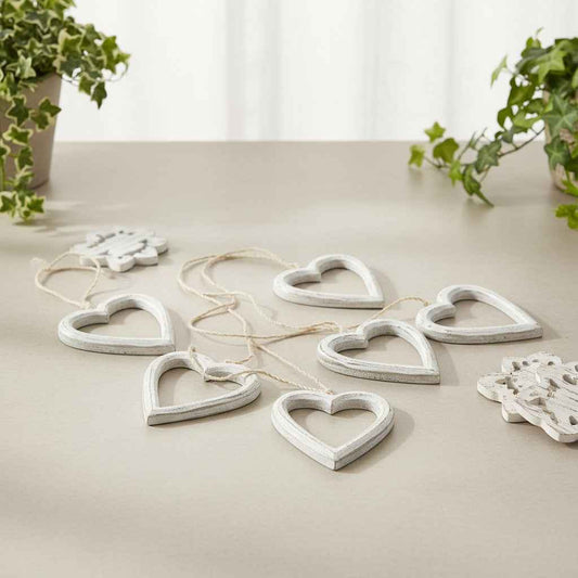 Hanging String Of Open Wooden Hearts