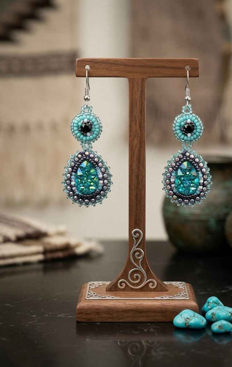 Drop Beaded Earrings green collection