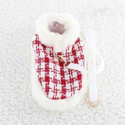 Miss Claws Holiday Tweed Dog Set | Harness Leash and Hat Outfit