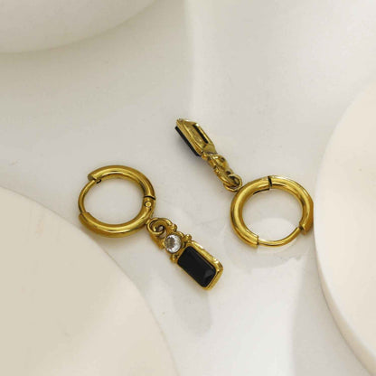 DALAL Vintage Inspired Black Crystal & Zirconia Hoop Earrings