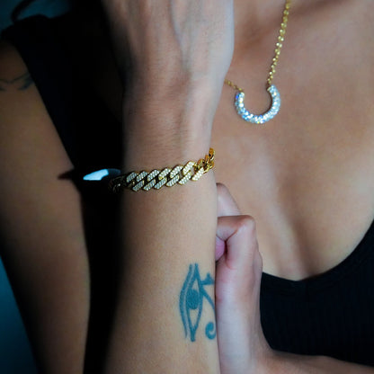 DOBBIO Gold: Pavé Cuban Link Bracelet – Luxe Statement Chain