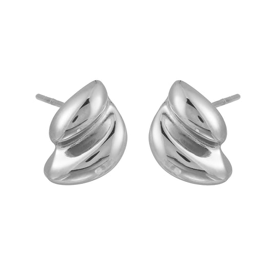 ARTEMIS Silver (White Gold): Contemporary Abstract Shaped Stud Earrings