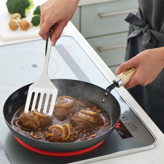 Yoshikawa Cook-Pal Ren Deep Frying Pan 28cm– Nitrided Carbon Steel, Made in Japan
