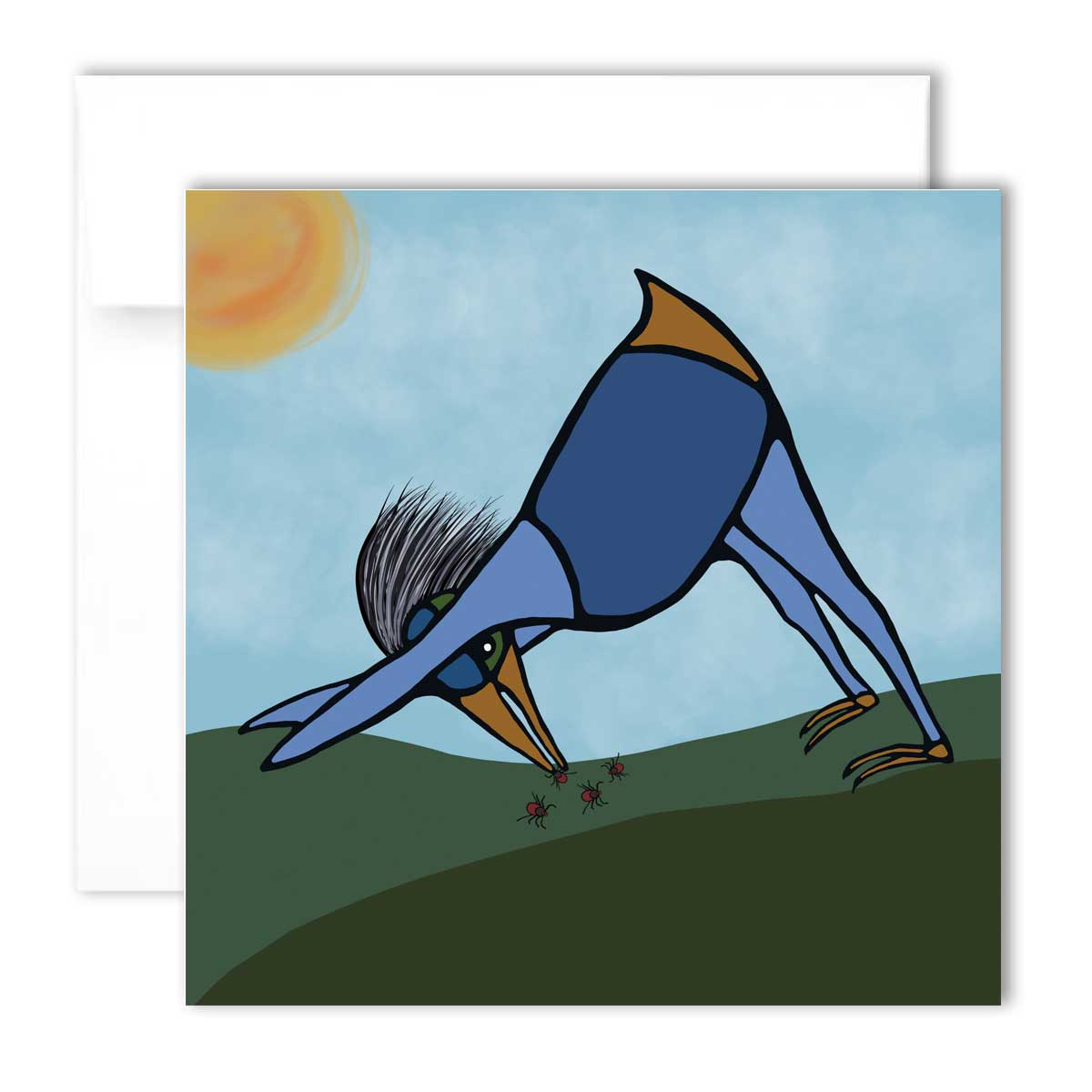 Grußkarte - Herabschauender Vogel