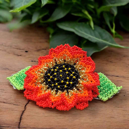 Handmade Beaded Sunflower Hair Clip-Golden