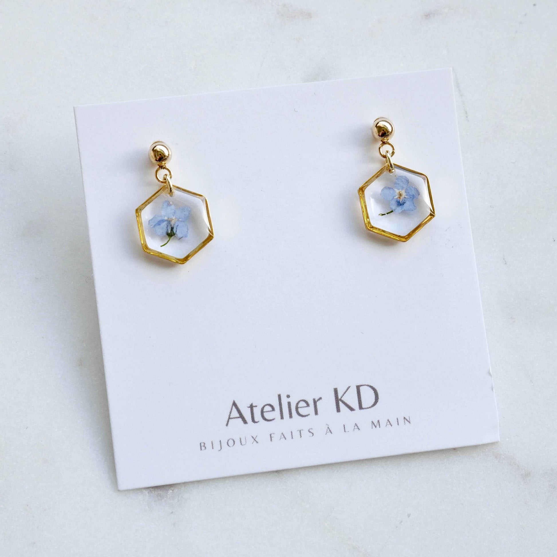 Boucles d’oreilles myosotis - hexa (mini 12mm)