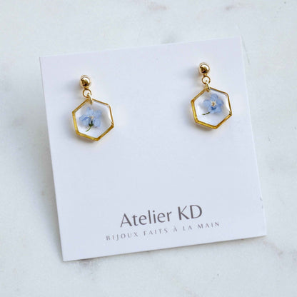 Boucles d’oreilles myosotis - hexa (mini 12mm)
