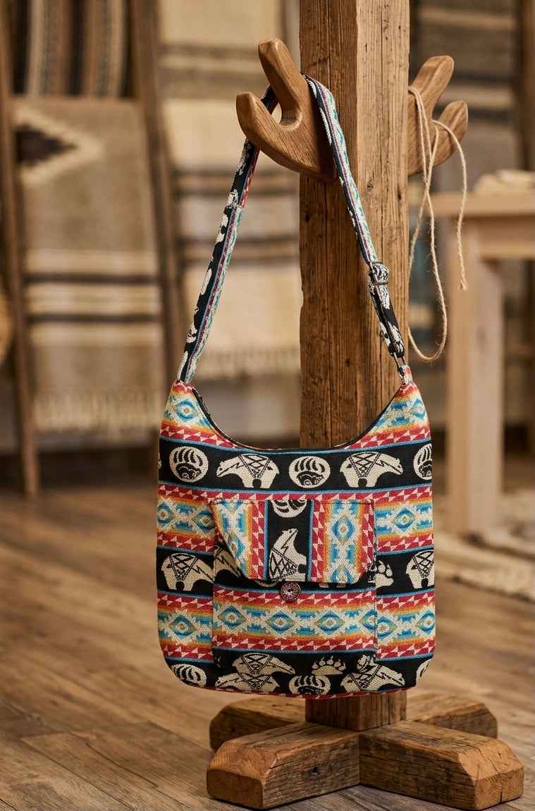 OLDTRIBES™ Red and Black  Bear Paw Crossbody Bag