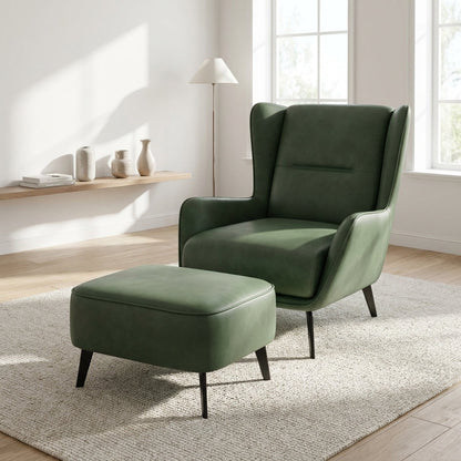 PM06 Premium Cowhide Leather Relaxation Chair with Ottoman
