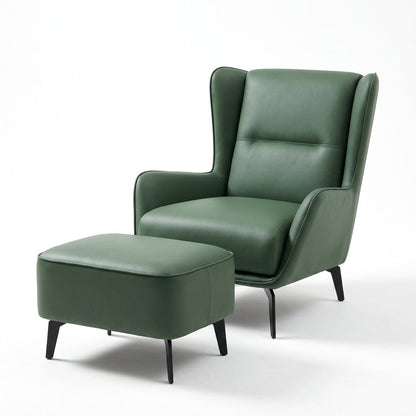 PM06 Premium Cowhide Leather Relaxation Chair with Ottoman