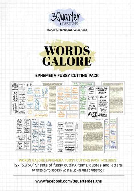 3Quarter Designs Ephemera Fussy Cutting Pack - Words Galore