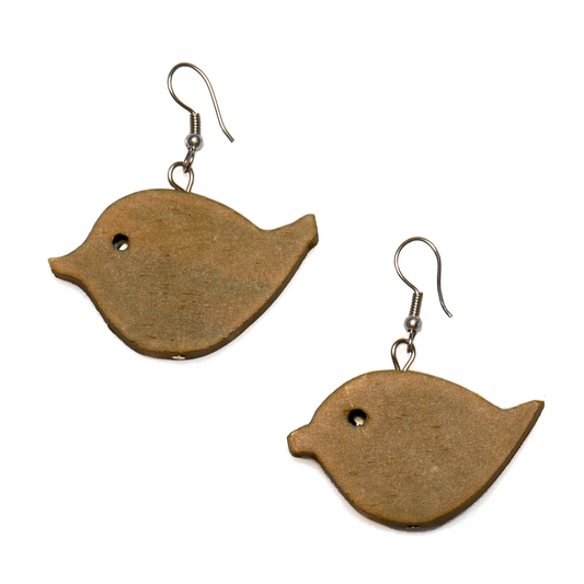 Wooden Bird Earring
