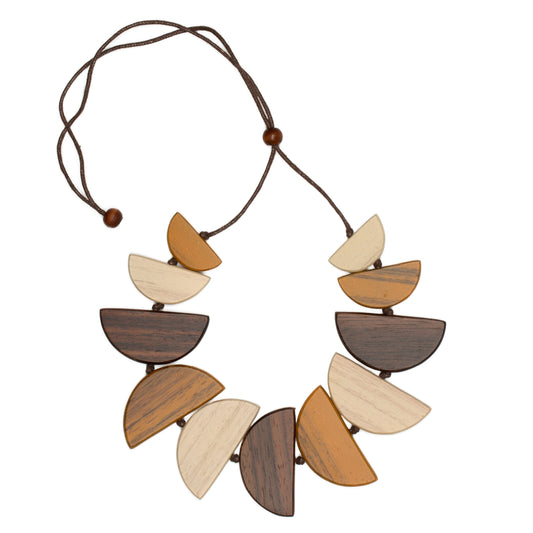Tinted Wood Half Moon Necklace