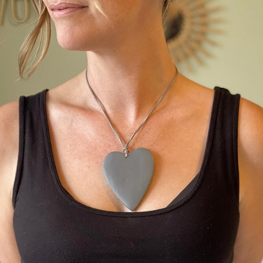Tinted Wood Heart Necklace