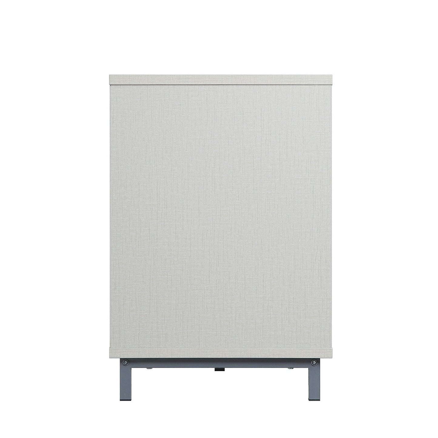 Feuriger 60" TV-Ständer/Kamin mit Glasablagen – Beiger Hochglanz