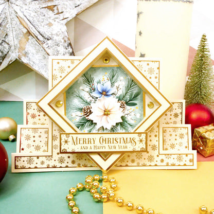 Festive Foiled Pattern Stepper Cards - Square Centrepiece