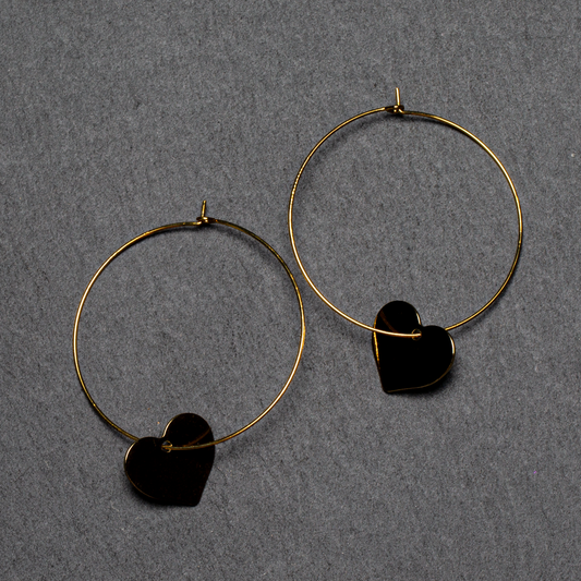 Heart On Hoop Earring In Gold Plate