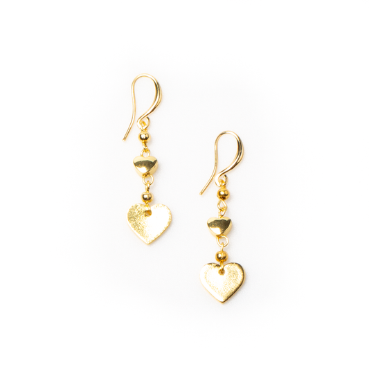 Heart Drop Earring In Gold Plate