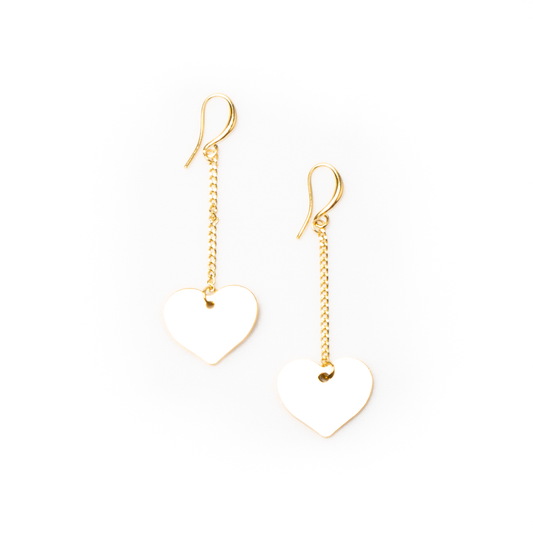Drop Chain Heart Earring In Gold Plate