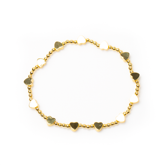 Elasticated Heart Bracelet In Gold Plate