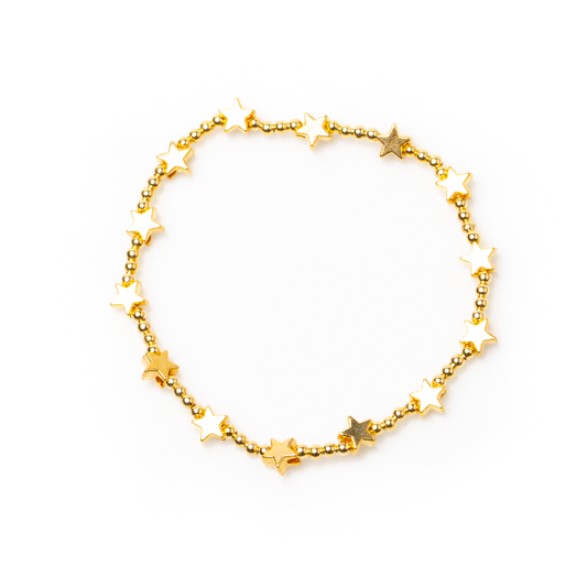 Elasticated Star Bracelet In Gold Plate