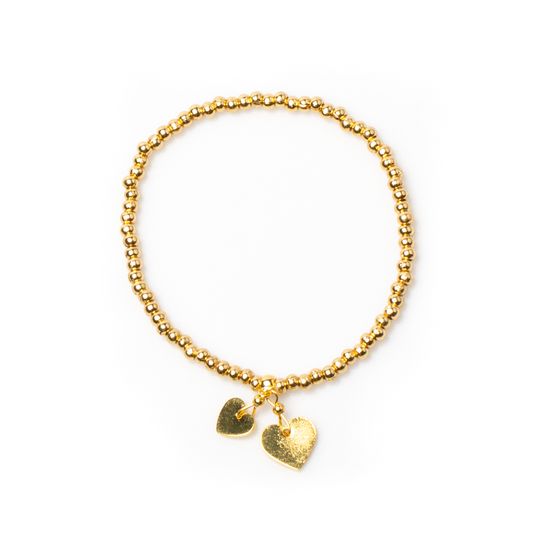 Elasticated Heart Charm Bracelet In Gold Plate