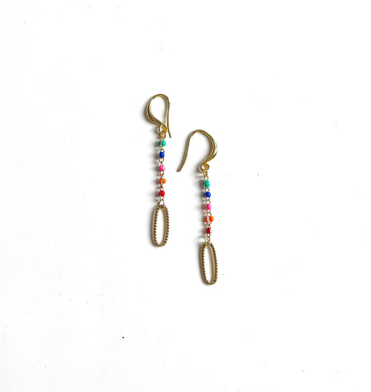 Long Chainlink Earrings with Enamel