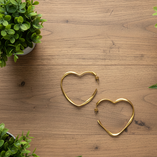 Large Heart Hoop Earrings - Gold Plate