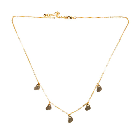 Five Heart Necklace- Gold Plate