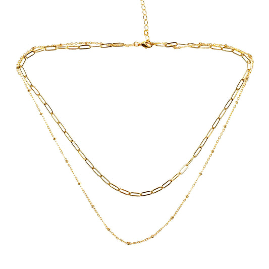 Double Chain Necklace- Gold Plate
