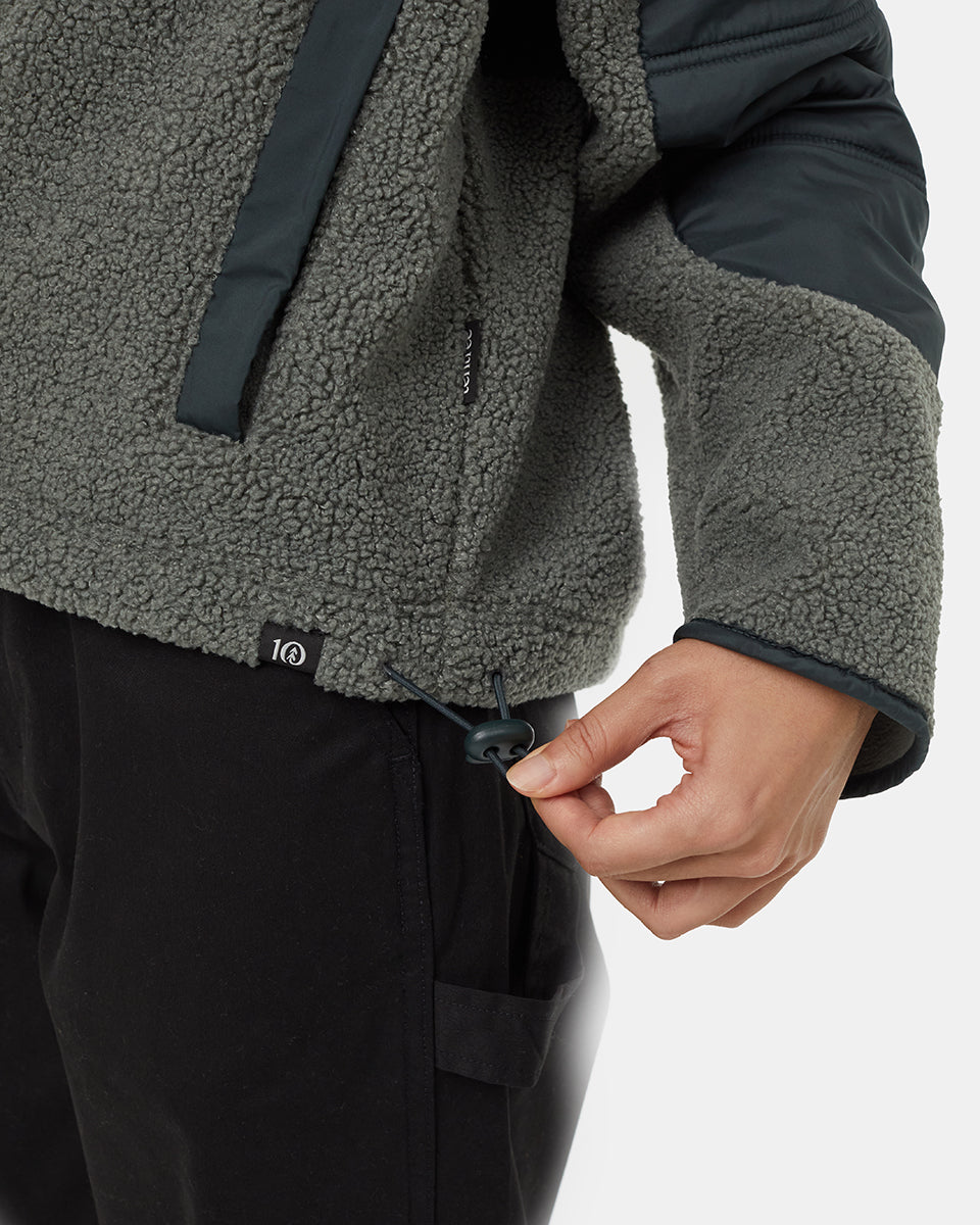 Recycelter Bouclé-Hoodie mit durchgehendem Druckknopfverschluss