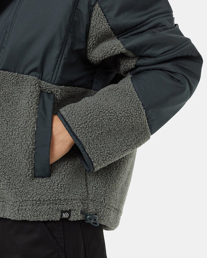 Recycelter Bouclé-Hoodie mit durchgehendem Druckknopfverschluss