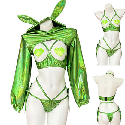 Anime Bunny Girl Style Neo Chrome Swimwear Sexy Bikini Cosplay Lingerie
