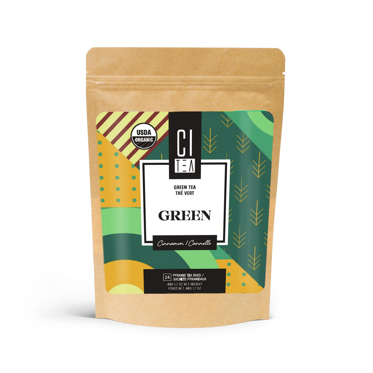 Organic Green tea with Cinnamon - 24 Pyramid Tea Bags