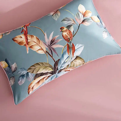 Eden 600 TC Floral-Bettwäsche-Set aus Baumwolle – Grau/Blush