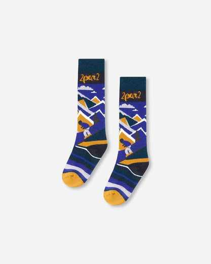Winter Ski Socks With Merino Wool Deep Teal