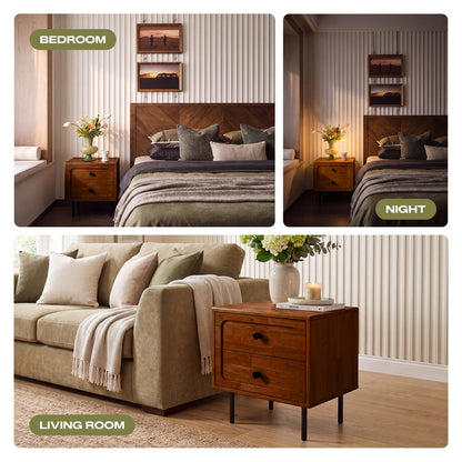 Savana Two Drawers Solid Wood Nightstand