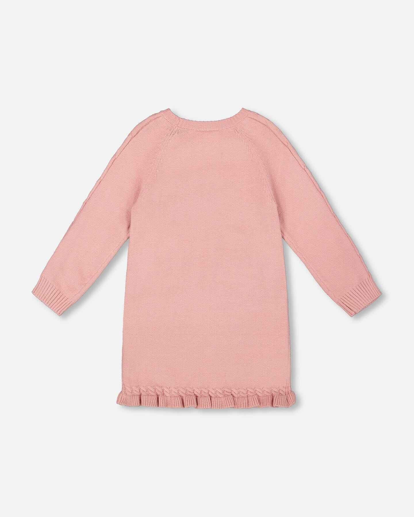 Knitted Dress Dusty Pink With Unicorn Intarsia