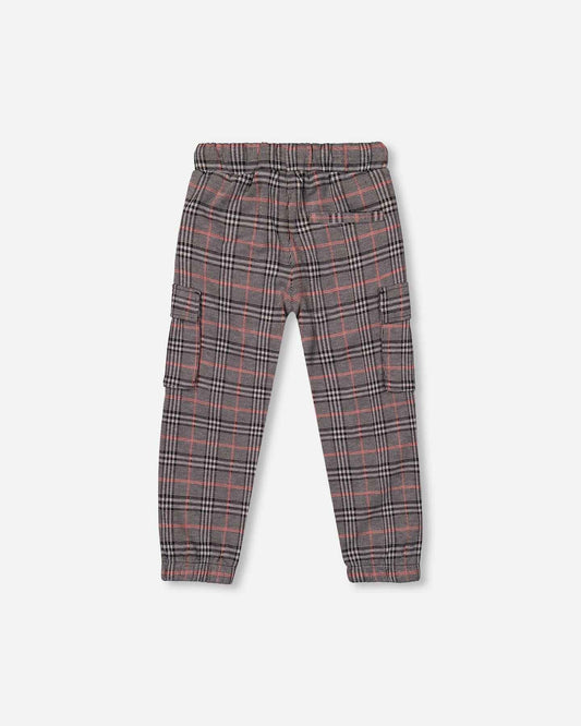 Plaid Cargo Pant Gray And Black