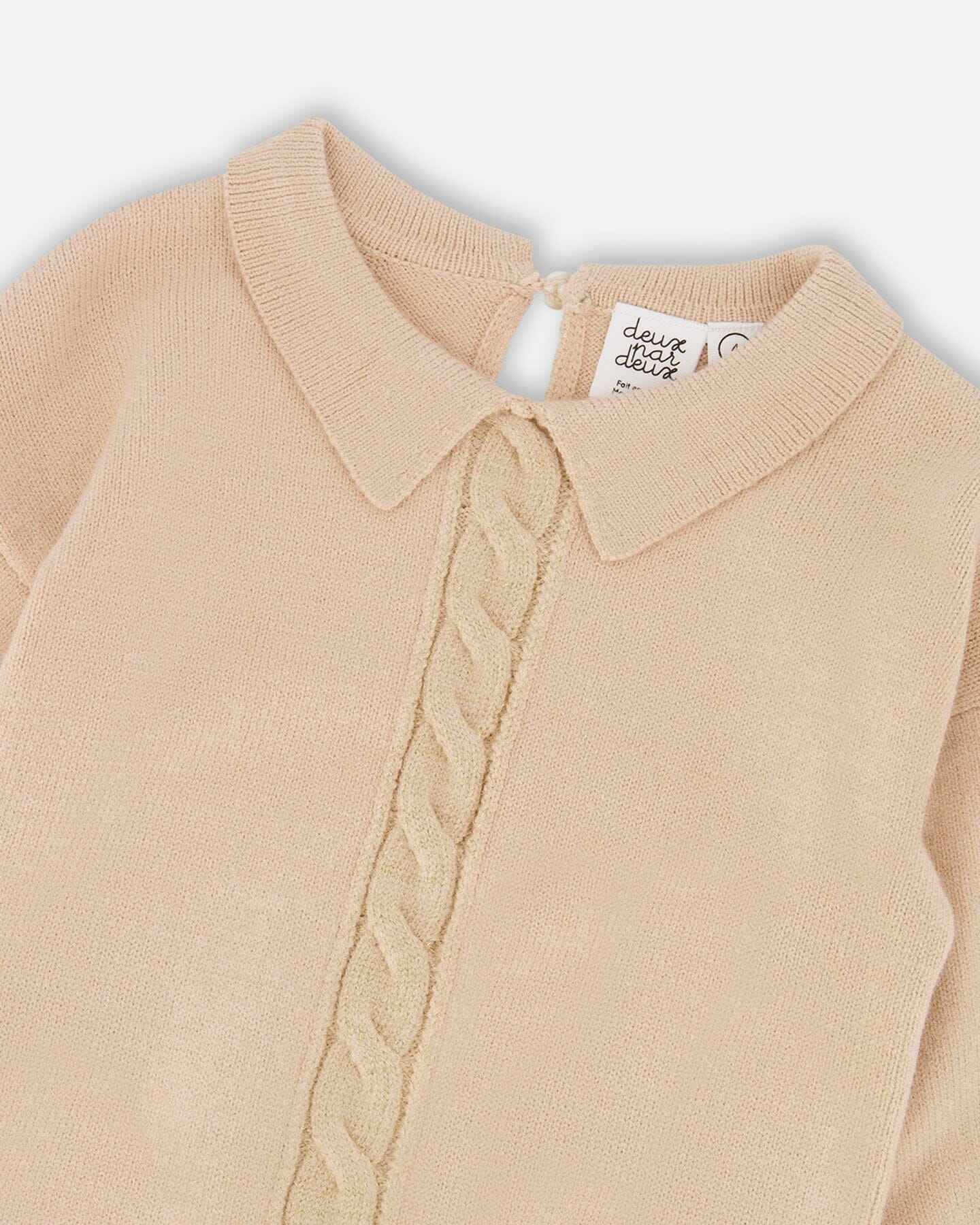 3/4 Sleeve Knitted Sweater Beige