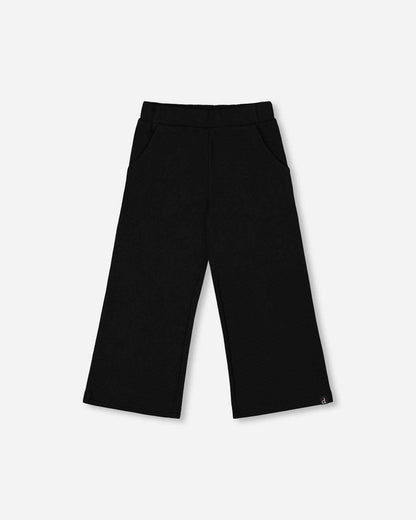 Waffle Flare Leg Pants Black