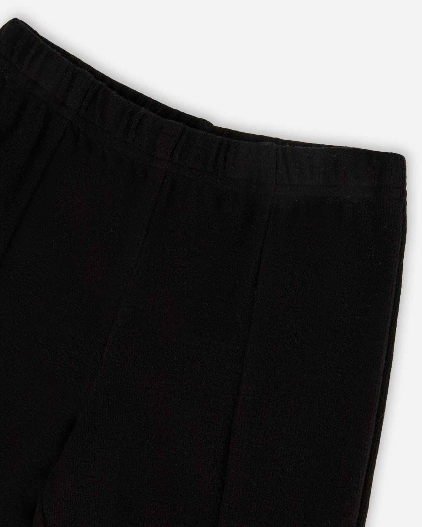 Ribbed Leggings Bootleg With Slit Black
