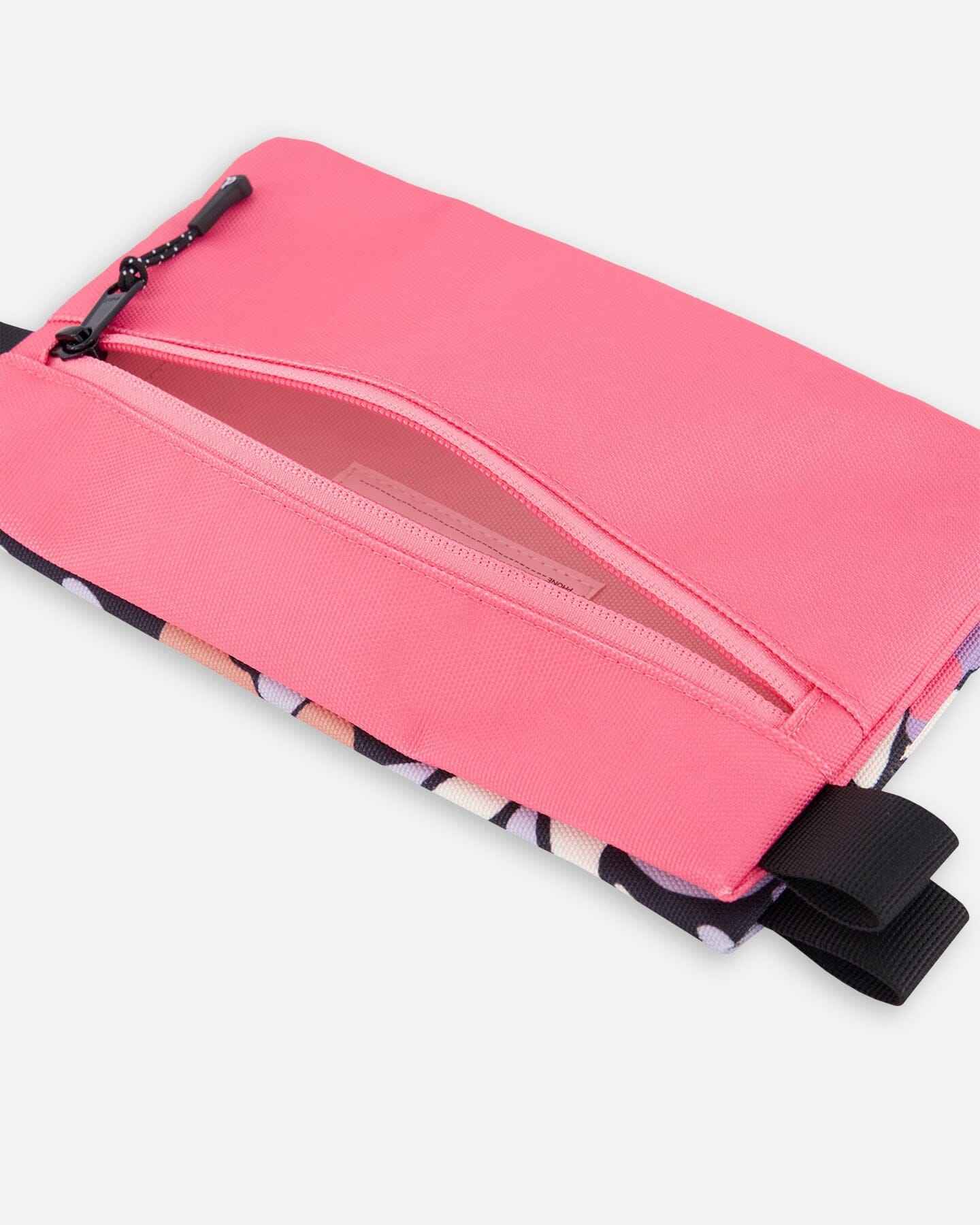 Double Pencil Case Black Retro Flower Print