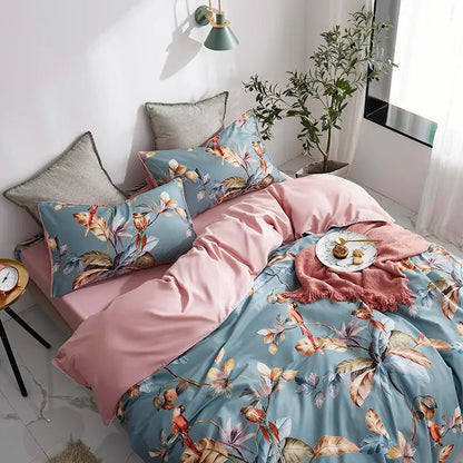 Eden 600 TC Floral-Bettwäsche-Set aus Baumwolle – Grau/Blush