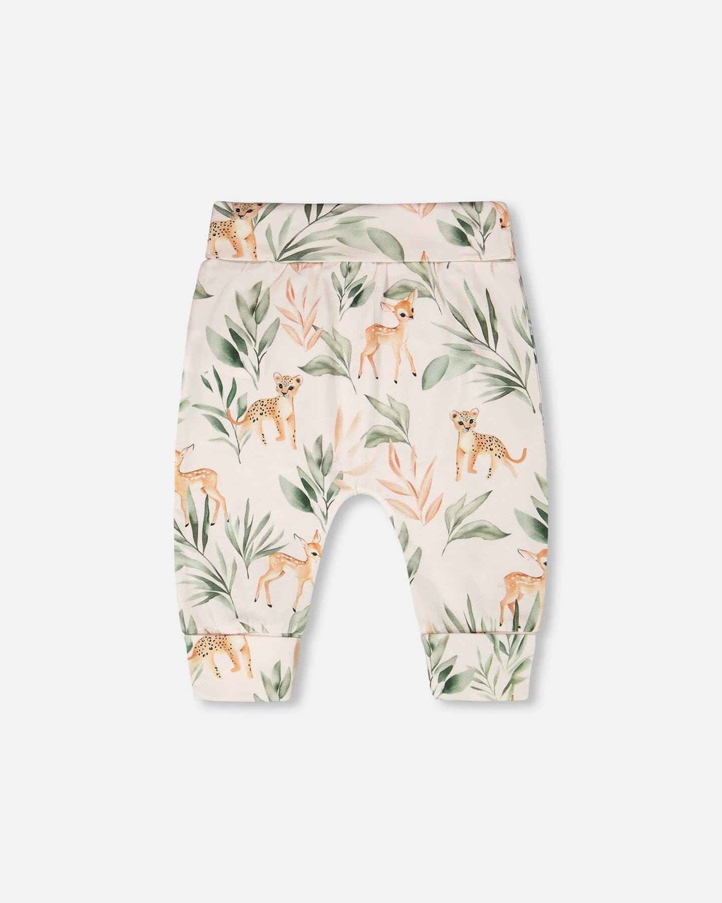 Organic Cotton Jersey Evolutive Pants Peach Deer Print