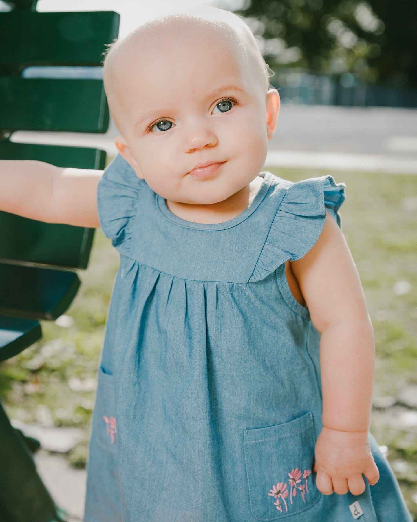 Light Blue Chambray Dress And Bloomer Set Light Blue