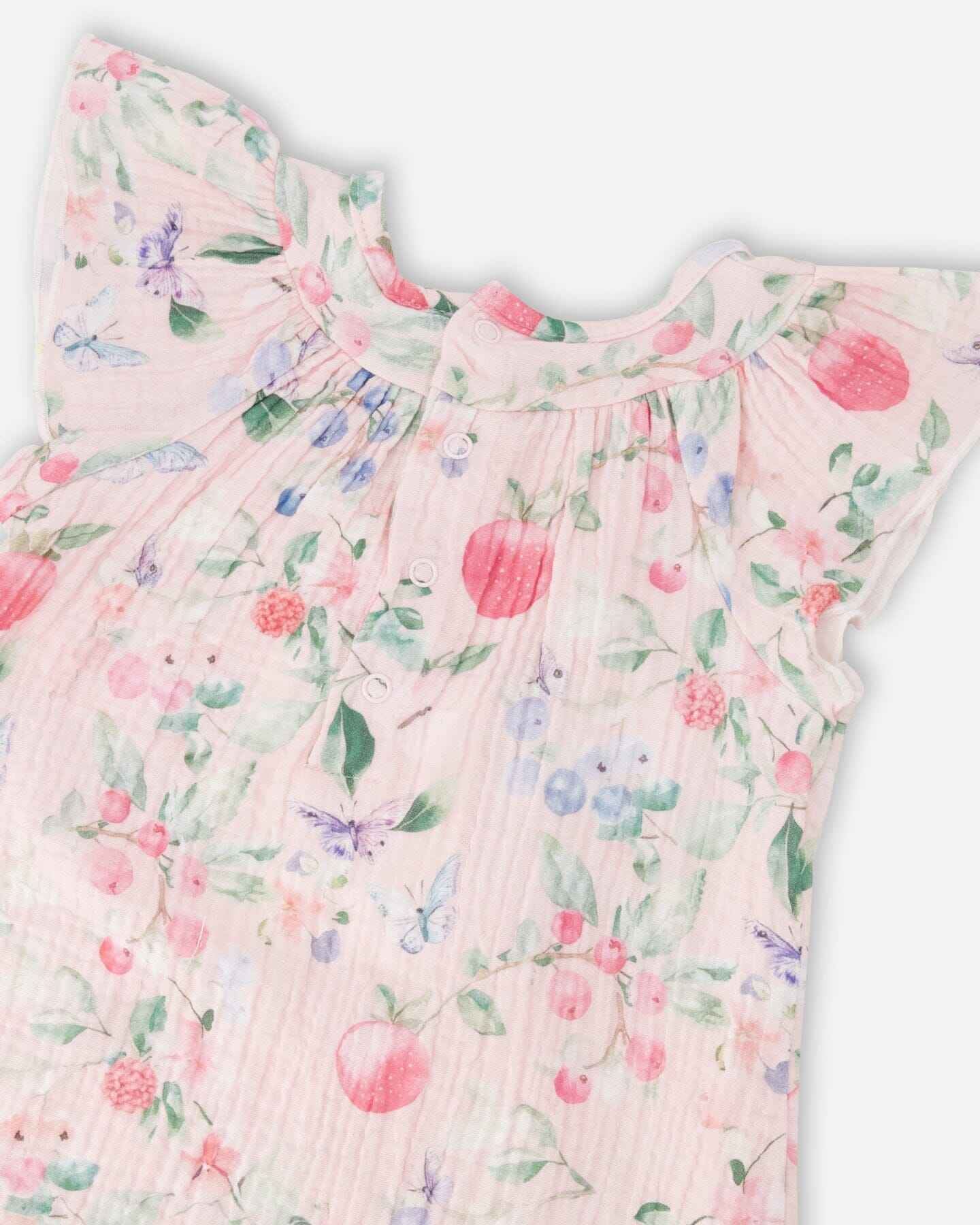 Cotton Muslin Dress And Bloomer Set Pink Printed Berries