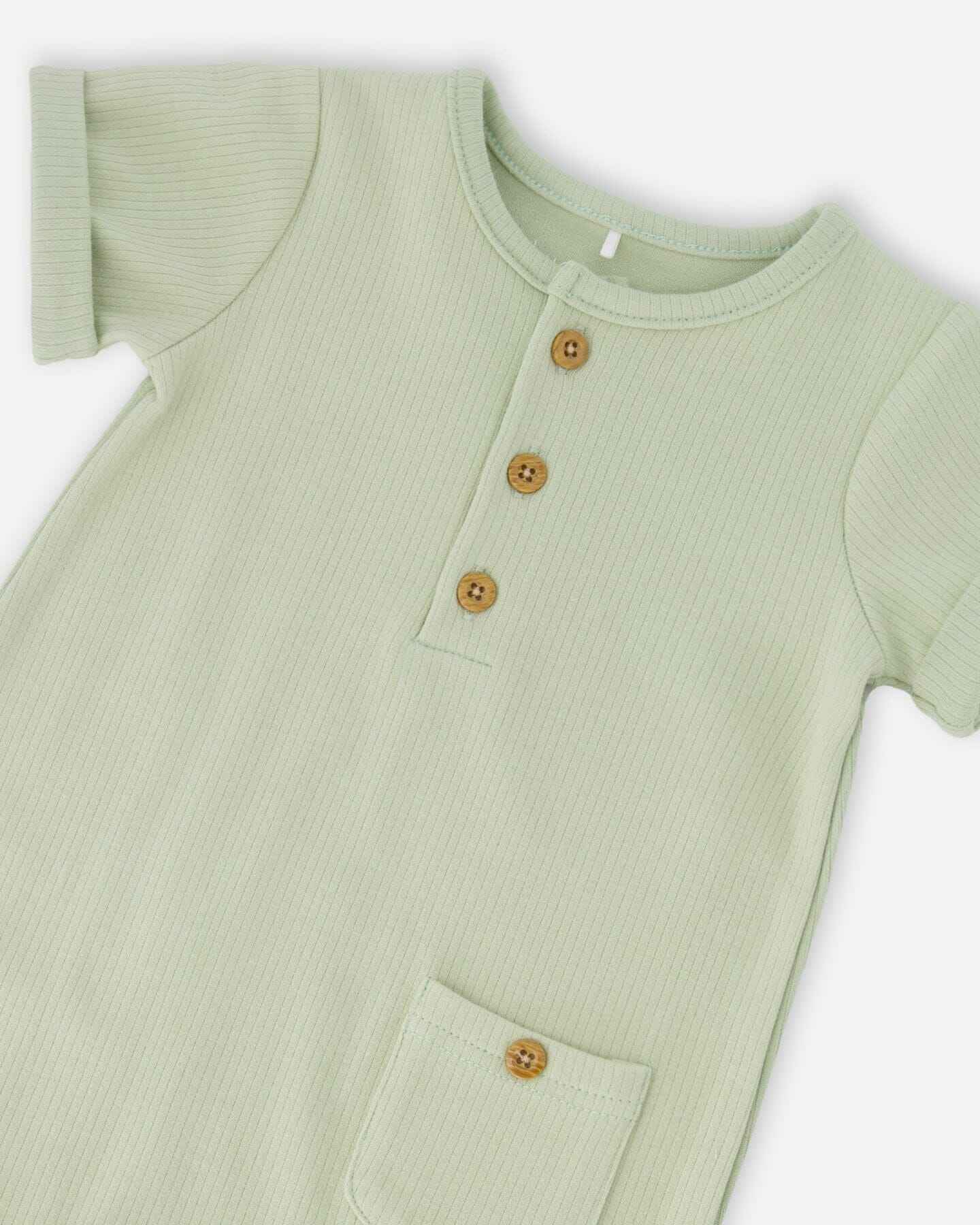 Cotton Rib Romper Sage Green