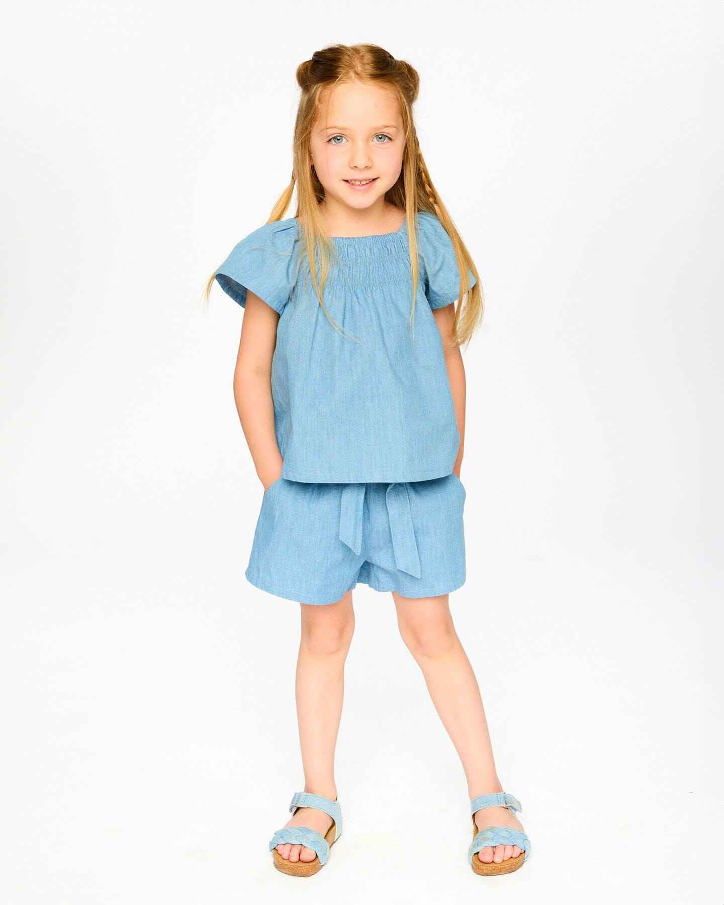 Blue Chambray Shorts