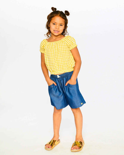 Peasant Top Yellow Gingham